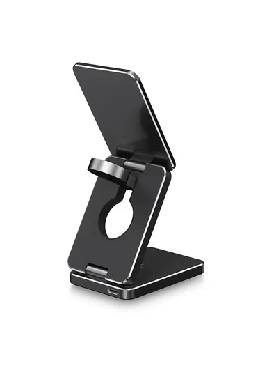 AK30 3-in-1 Foldable Charging Stand Phone Watch Earphone Aluminum Alloy 15W Magnetic Wireless Charger