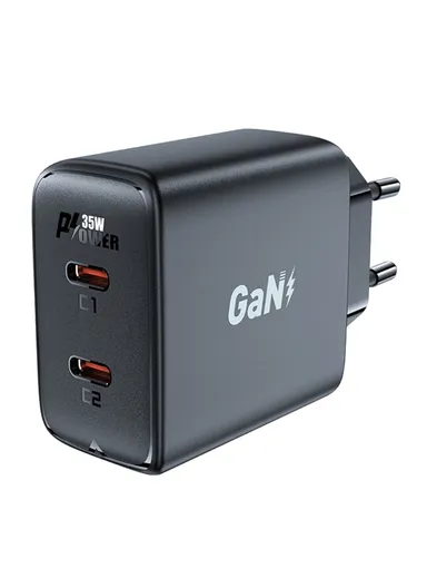 35W GaN Wall Charger Dual Type-C Phone Fast Charging Adapter A49 PD - EU Plug