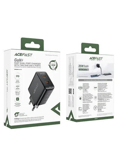 35W GaN Wall Charger Dual Type-C Phone Fast Charging Adapter A49 PD - EU Plug