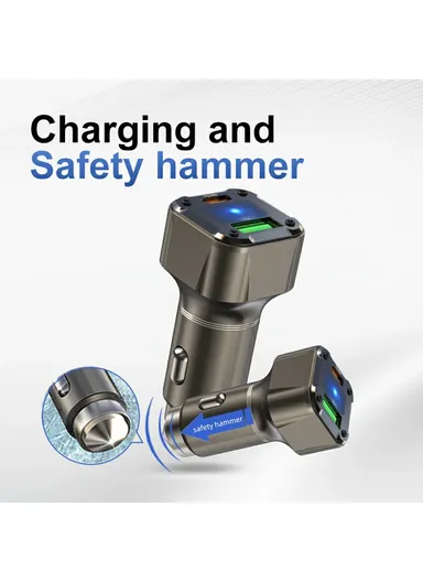 30W Car Charger Adapter PD Super Charger Fast Charging Metal Window Breaker K25 