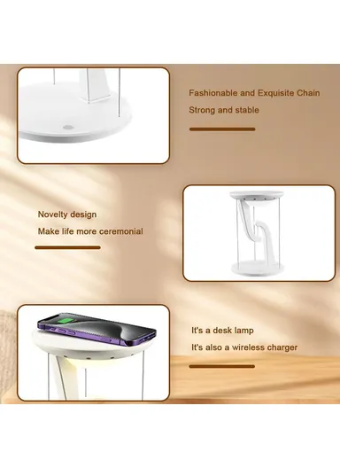 15W Mobile Phone Wireless Charger Suspended Anti-gravity Desk Lamp Atmosphere Night Light - White
