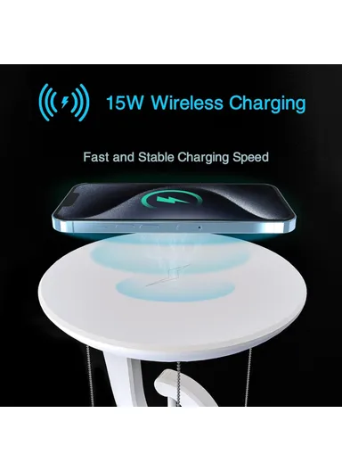 15W Mobile Phone Wireless Charger Suspended Anti-gravity Desk Lamp Atmosphere Night Light - White
