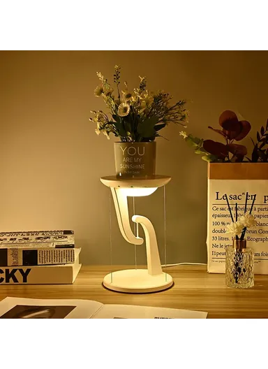 15W Mobile Phone Wireless Charger Suspended Anti-gravity Desk Lamp Atmosphere Night Light - White