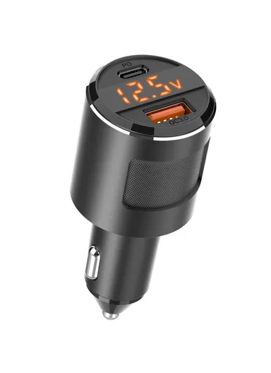 USB Car Charger 18W QC3.0 65W PD Type C Dual Ports Car Fast Charger Adapter SC01 - Black