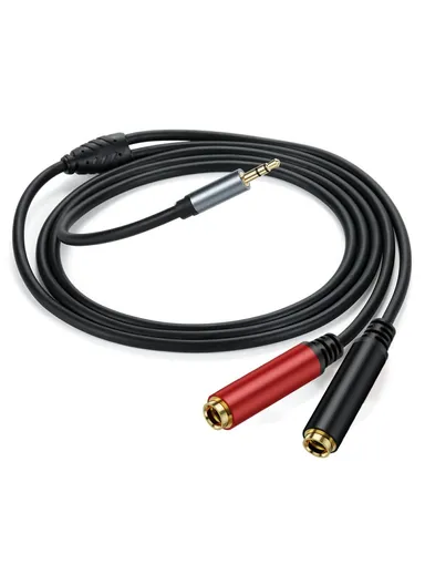 2m 3.5mm Male Stereo TRS to Two 6.35mm 1/4 Inch TS Female Stereo Breakout Cable Y Splitter Cable