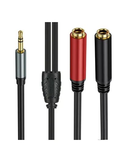 2m 3.5mm Male Stereo TRS to Two 6.35mm 1/4 Inch TS Female Stereo Breakout Cable Y Splitter Cable