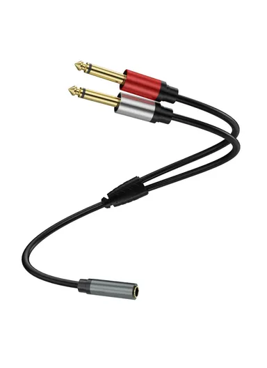 2m 6.35mm Stereo Female TRS to Dual 1/4 Inch Male Mono Y Splitter Breakout Cable Patch Cord