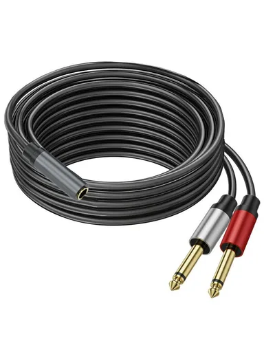 3m 6.35mm Stereo Female TRS to Dual 1/4 Inch Male Mono Y Splitter Breakout Cable Patch Cord