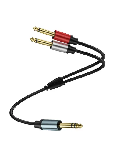1m 1/4 Inch TRS Stereo Y-Splitter Cord 6.35mm Male Jack to Dual 6.35mm Male TS Mono Audio Cable