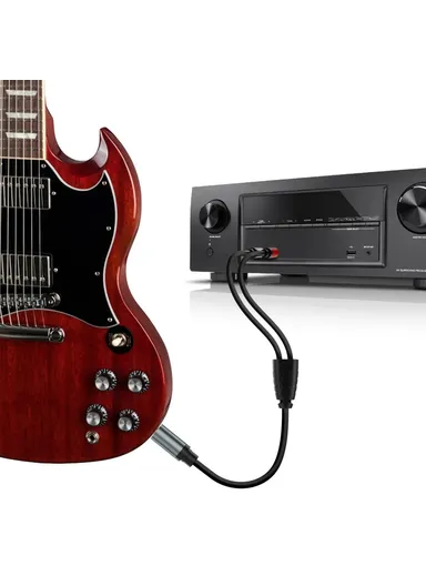 1m 1/4 Inch TRS Stereo Y-Splitter Cord 6.35mm Male Jack to Dual 6.35mm Male TS Mono Audio Cable