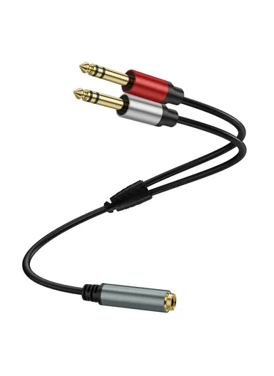 3m 6.35mm Female Jack to 2x 1/4 Inch Male Plug Stereo Audio Adapter Speaker Y Splitter Cable