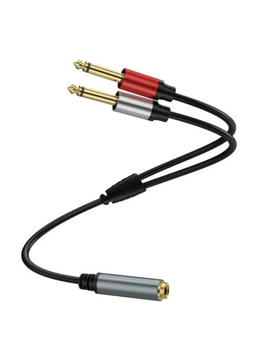 5m 6.35mm TRS Stereo Female to Dual 6.35mm Male TS Mono Jack Audio Speaker Splitter Cable