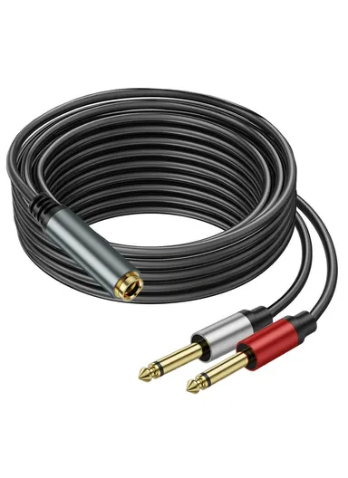 3m 6.35mm TRS Stereo Female to Dual 6.35mm Male TS Mono Jack Audio Speaker Splitter Cable
