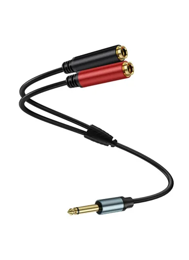 1m 1/4 Inch TS Mono Splitter Y Cable 6.35mm Mono Male Plug to Dual 1/4 Inch 6.35mm Female Jack Wire