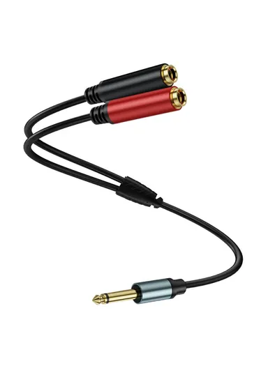 2m 1/4 Inch TS Mono Splitter Y Cable 6.35mm Mono Male Plug to Dual 1/4 Inch 6.35mm Female Jack Wire