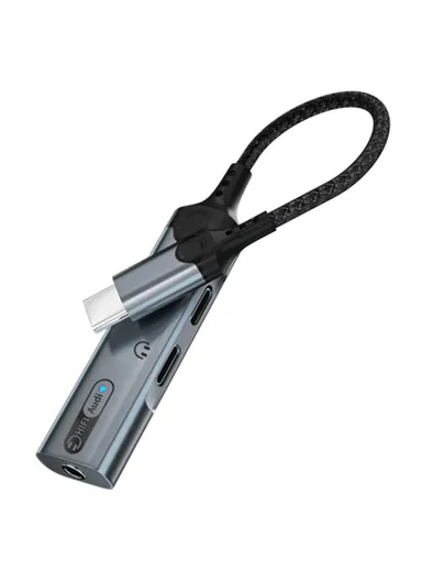 Type-C to 3.5mm Audio + Type-C Audio + Type-C Charging Adapter MH340 Earphone Connector For iPhone 15 / MacBook - Black + Orange