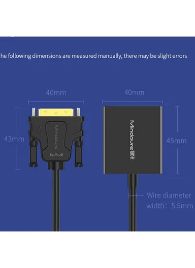 1920x1080P 60Hz DVI to VGA Male to Female Adapter Cable for Projectors Monitors AD013