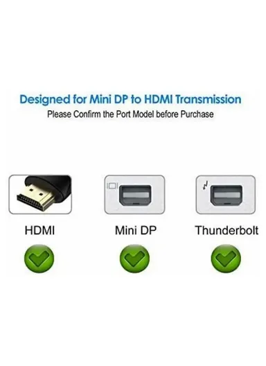 Plug &amp; Play 4K 30Hz Video Output Mini DP to HD Male to Female Adapter Cable AD007 - White