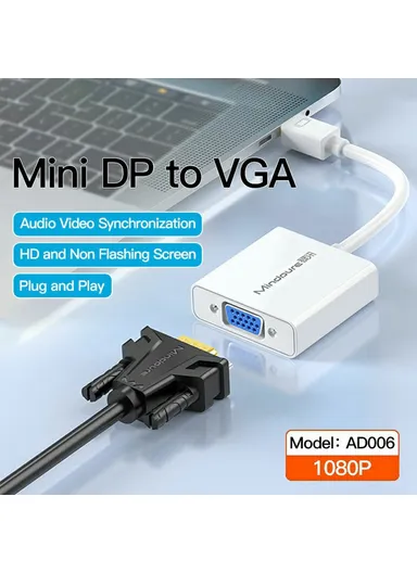 1080P / 60Hz Mini DP Male to VGA Female Adapter Cable for MacBook PC AD006
