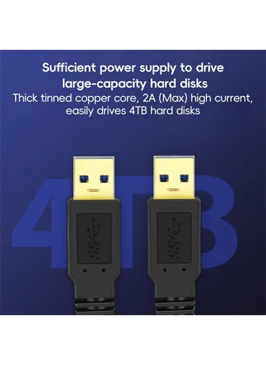 1m USB 3.0 Male to Male Mobile Hard Drive Box Data Cable Laptop Radiator Extension Cord - Black