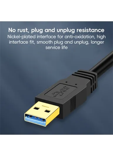 1m USB 3.0 Male to Male Mobile Hard Drive Box Data Cable Laptop Radiator Extension Cord - Black