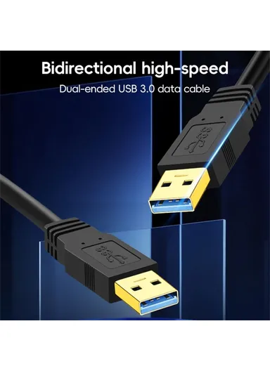 1m USB 3.0 Male to Male Mobile Hard Drive Box Data Cable Laptop Radiator Extension Cord - Black