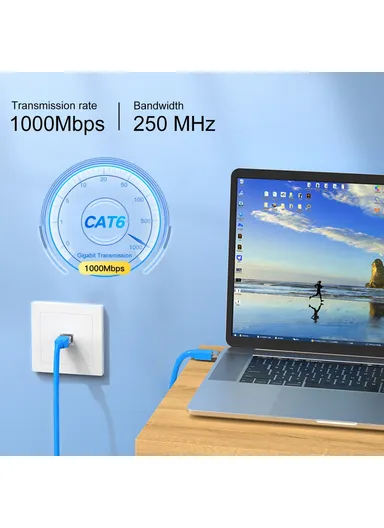 2m Cat6 Network Cable Oxygen-Free Copper Core Gigabit Ethernet RJ45 Connector Cord NW002