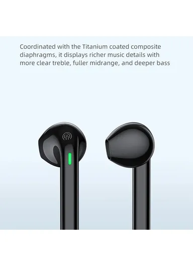 TWS Bluetooth Headset Wireless Semi-in-ear Headphone Noise Reduction Earphone T26 Pro - Black