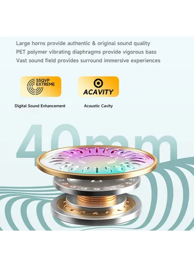 Wireless Bluetooth Gaming Headset 3.5mm AUX Wired Earphone Headphone AT6 - Beige