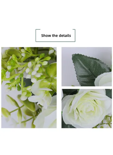 Romantic Artificial Rose Flower Ornament for Candle Holder Decoration Festival Centerpiece (L23 x W23 x D7)cm - Orange