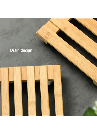 Square Flower Pot Holder Tray with Wheels Bamboo Roller Base GLTPNZHJ (D25 x H25)cm - Size S