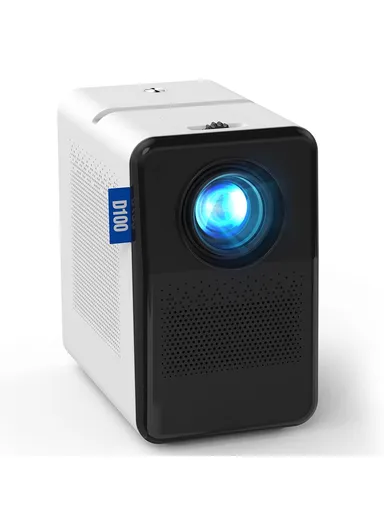 Home Theater 1080P HD Projector 180 ANSI Lumens Manual Focus 100'' Display Mini Projector D100 - EU Plug