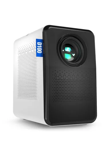 Home Theater 1080P HD Projector 180 ANSI Lumens Manual Focus 100'' Display Mini Projector D100 - EU Plug