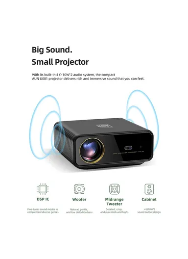 1080P 4K Projector Android 11 2+16GB Projector 3D LED Home Theater Support Zoom EU Plug U001 