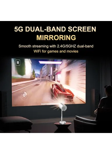 47W 100-240V 1+8G Hidden Retractable Bracket 4K HD Video Smart Projector WiFi Bluetooth Home Theater Device TS-3 (L21.5 x W12 x D12)cm - EU Plug