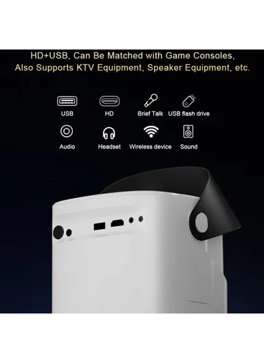 51W 100-240V 1+32G Hidden Retractable Bracket 4K HD Video Projector Android WiFi Portable Home Theater Device TS-2 (L15.5 x W14 x D22.5)cm - EU Plug