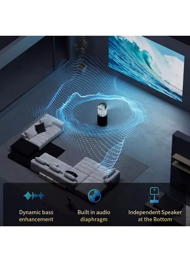 51W 100-240V 1+32G Hidden Retractable Bracket 4K HD Video Projector Android WiFi Portable Home Theater Device TS-2 (L15.5 x W14 x D22.5)cm - EU Plug