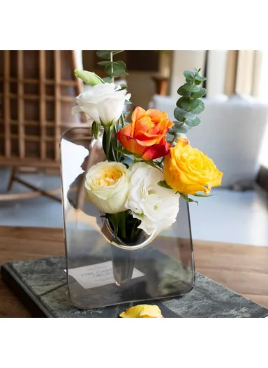 Creative Art Photo Frame Vase Clear Acrylic Hydroponic Flower Arranger Ornament Decorative Frame (L20 x W15)cm - Grey