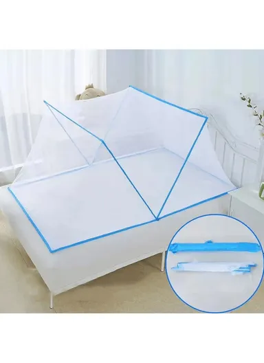 L190 x W160 x D80cm Folding Bed Mosquito Net Cover Easy To Install 190x160x80cm - Blue