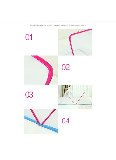 L190 x W160 x D80cm Folding Bed Mosquito Net Cover Easy To Install 190x160x80cm - Blue