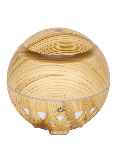 160ml 3W Ultrasonic Humidifier Wood Grain Hollow Mist Humidifier with Colorful Light EU Plug (L10 x W10.3)cm - Brown