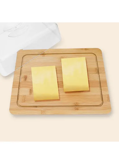 Large Size Bamboo Rectangular Dessert Display Tray Wedding Stuff Cake Stand with Lid, JJTZ - Size L