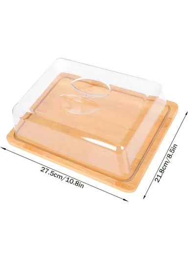 Large Size Bamboo Rectangular Dessert Display Tray Wedding Stuff Cake Stand with Lid, JJTZ - Size L