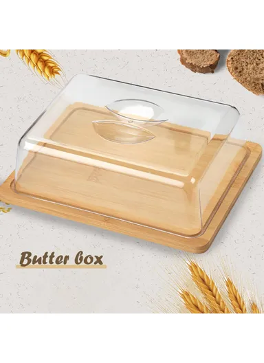 Large Size Bamboo Rectangular Dessert Display Tray Wedding Stuff Cake Stand with Lid, JJTZ - Size L