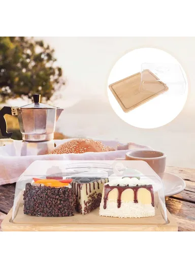 Large Size Bamboo Rectangular Dessert Display Tray Wedding Stuff Cake Stand with Lid, JJTZ - Size L