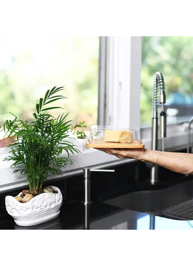 Large Size Bamboo Rectangular Dessert Display Tray Wedding Stuff Cake Stand with Lid, JJTZ - Size L