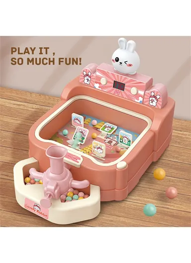 Cartoon Rabbit Pinball Shooting Machine Kids Target Shooting Toy Game with Score SJL8601 - Pink