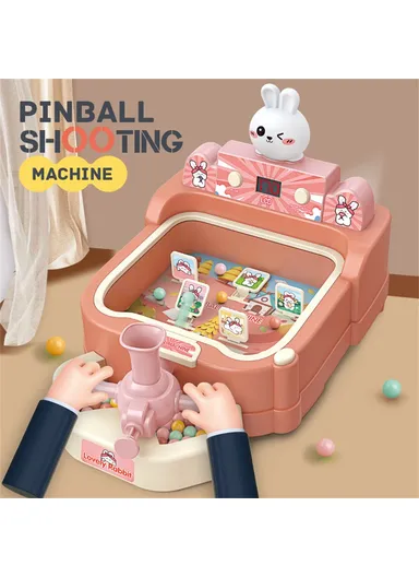 Cartoon Rabbit Pinball Shooting Machine Kids Target Shooting Toy Game with Score SJL8601 - Pink