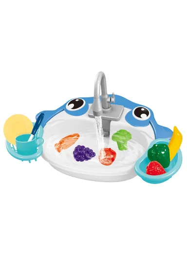 Children's Play Kitchen Toys Set Water Pretend Play House Simulation Electric Dishwasher - Blue Shark
