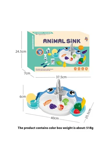 Children's Play Kitchen Toys Set Water Pretend Play House Simulation Electric Dishwasher - Blue Shark